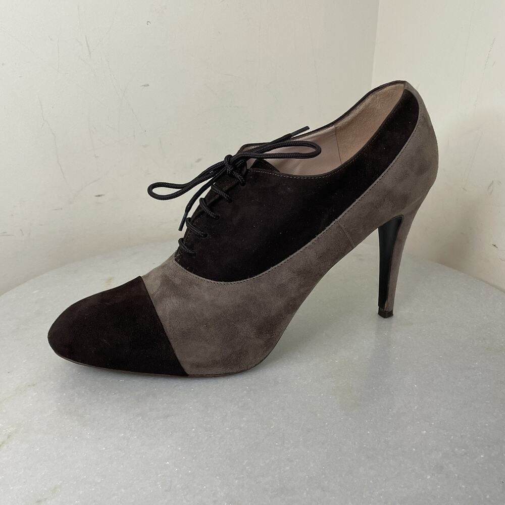 Barney’s New York Brown Suede Lace up Heeled Oxford Shoes Stilettos Sz 40 / Sz 9 - Picture 8 of 16